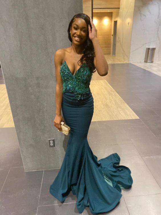 Elegant Green Meramid Prom Dress Women Evening Party Fashion Gown fg5138