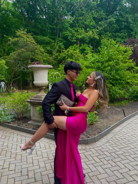 Elegant Satin Long Prom Dress with Split fg4550