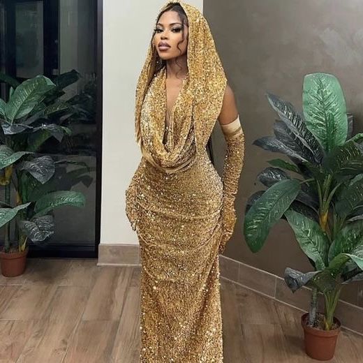 Charming gold prom dress Sheath Prom Dress Evening Dress fg5202