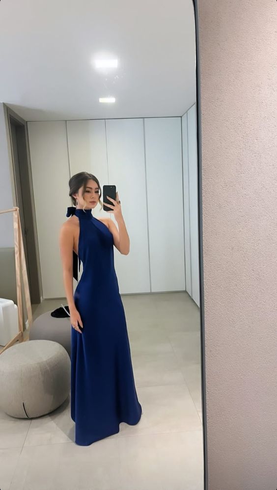 Robe de bal simple à décolleté licou, robe de soirée tendance fg4769