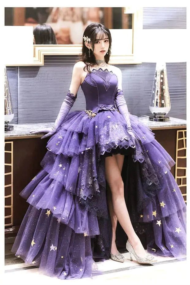 Elegant Purple A-Line Prom Dress Stars Love Elegant Lolita Party Dress fg5105