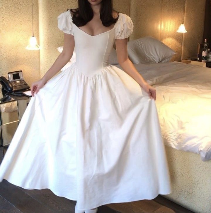 Simple White A-line Prom Dress,White Dance Dress fg4865