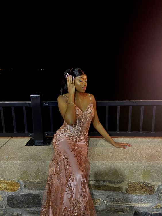 Rose Pink Mermaid Evening Dress 2024 Long Formal Prom Gowns fg4580