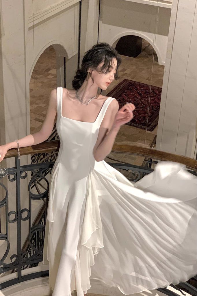 A Line Square Neck Prom Dress, Elegant Evening Gown fg4518