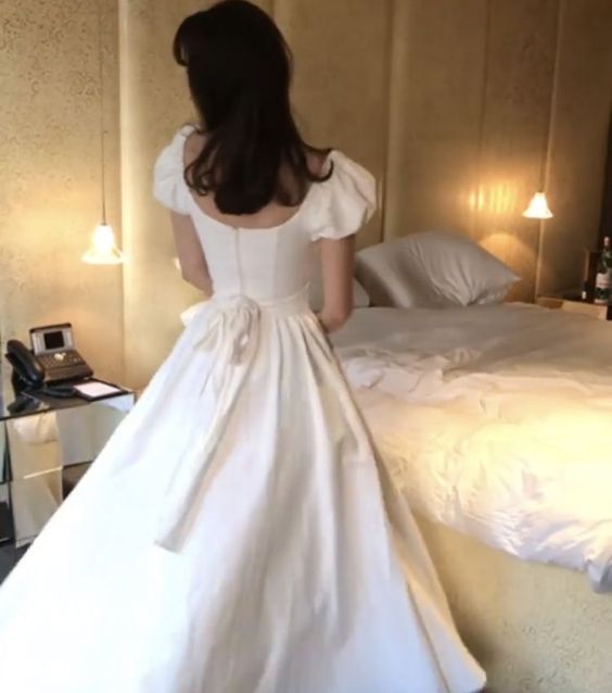 Simple White A-line Prom Dress,White Dance Dress fg4865