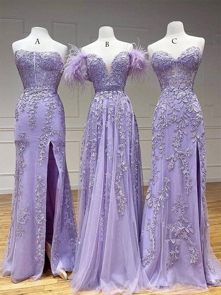 Purple Tulle Lace Long Prom Dress, Purple Tulle Formal Evening Dress fg4489