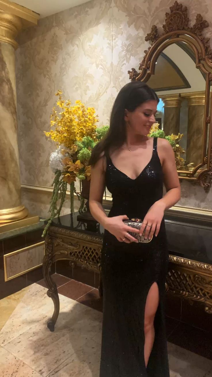 Sexy Black Long Prom Dresses With Slit fg5124