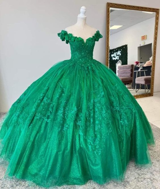 Green Quinceanera Dresses Sweet 16 Dresses Ball Gown Applique Tulle Birthday Gowns fg4569