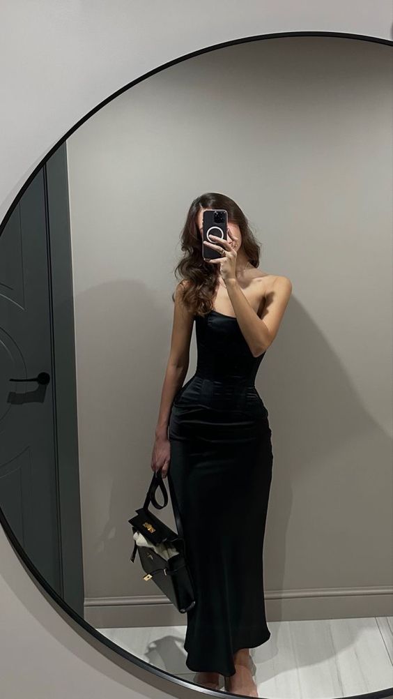 Robe de bal noire simple et sexy, robe de soirée fg4574