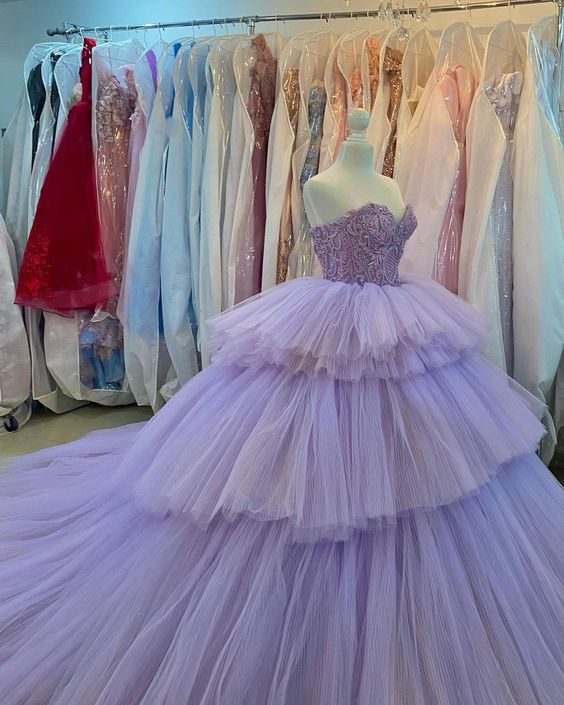Quinceanera Dress Ball Gown Crystal Purple Prom Dresses fg4418