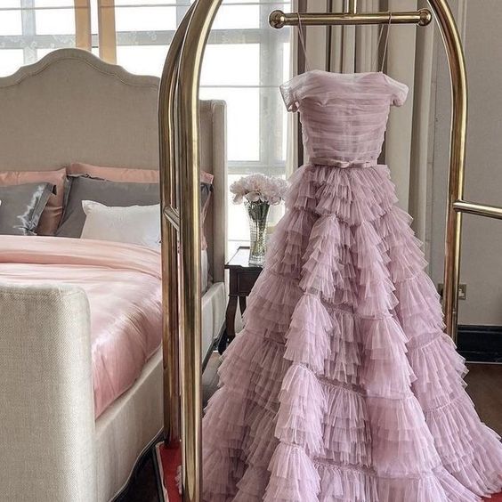 Tulle Prom Dresses, Fashion Formal Dresses, Off The Shoulder Prom Dresses, Evening Dresses fg5146