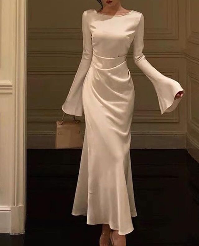 Flare sleeve long wedding mermaid dress for women evening dress fg4402
