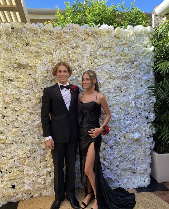 Black Spaghetti Straps Long Prom Dresses Formal Evening Dress fg5083