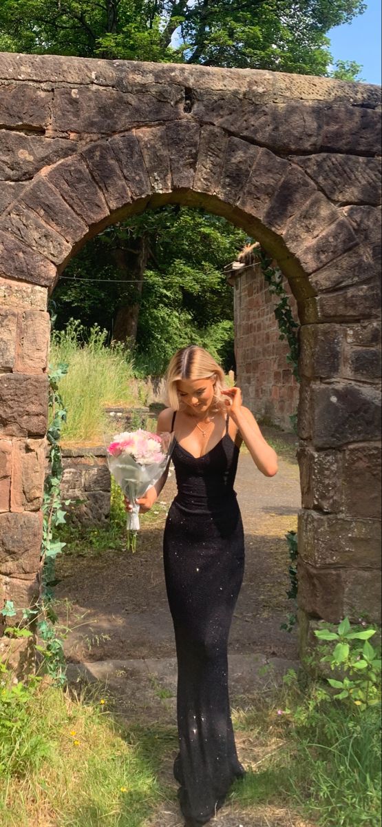 Black Spaghetti Strap Prom Dress,Black Evening Dress fg5157