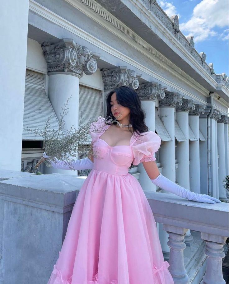 Vintage Pink A-line Prom Dress,Pink Princess Dress fg5427