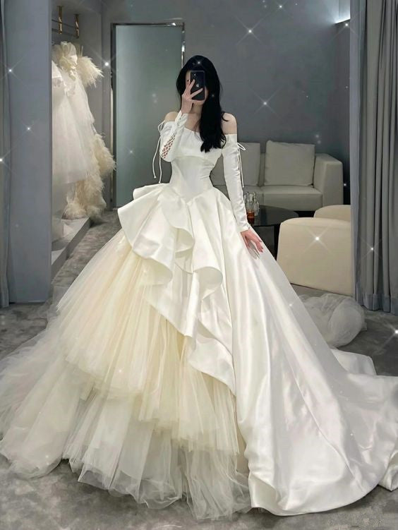 A Line Party Prom Gown for Women, Wedding Dress fg4647