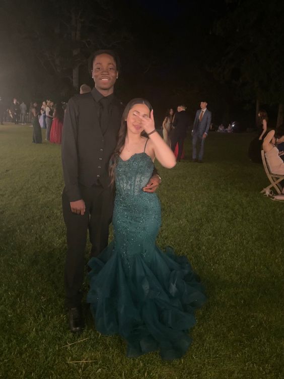 Green Mermaid Spaghetti Straps Prom Dress Green Evening Gown fg4990