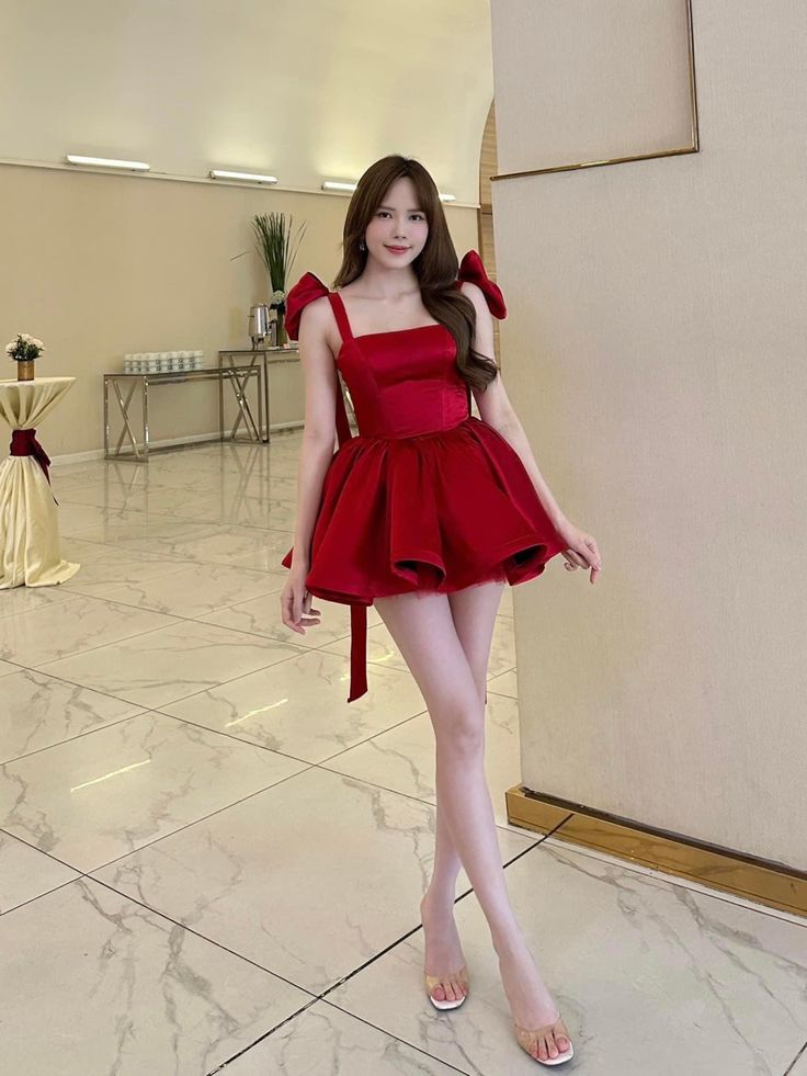 Red Straps Homecoming Dress Party Dress fg5400