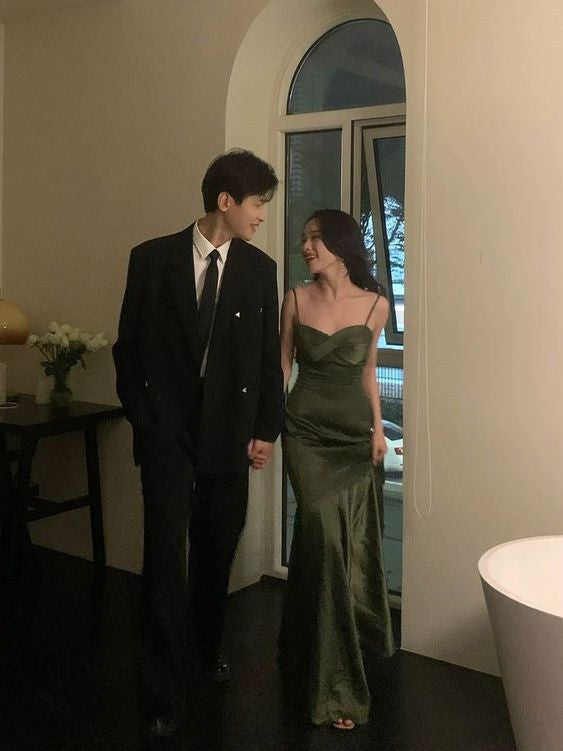 Dark Green Long Prom Dress,Graduation Dress,Party Dress fg4378