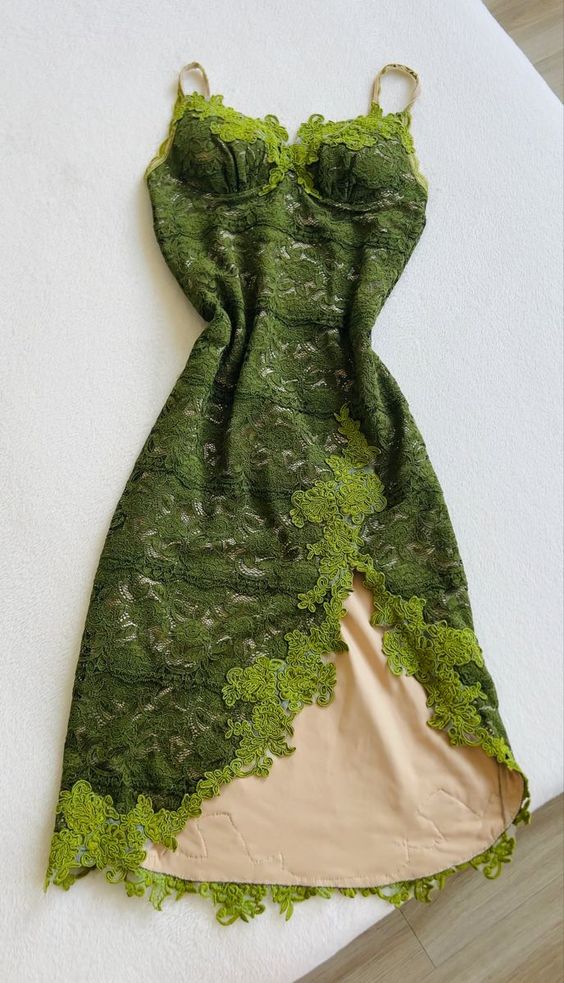 vintage green dress lace Prom Dresses fg3975