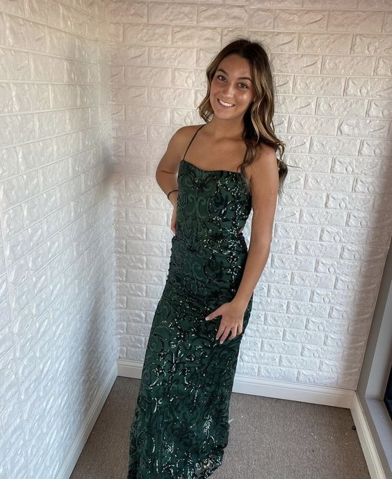 Green Sequin Mermaid Evening Dresses Long Prom Dress fg4210