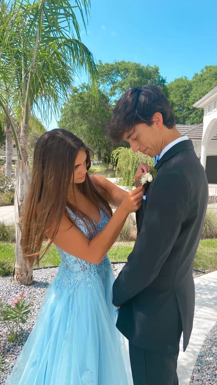 Blue Lace A-Line Prom Gown fg4219