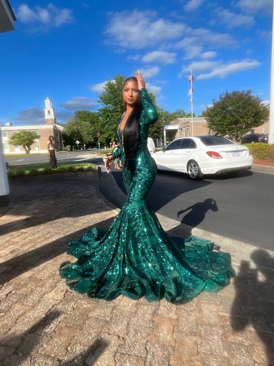 green prom mermaid dress fg4127