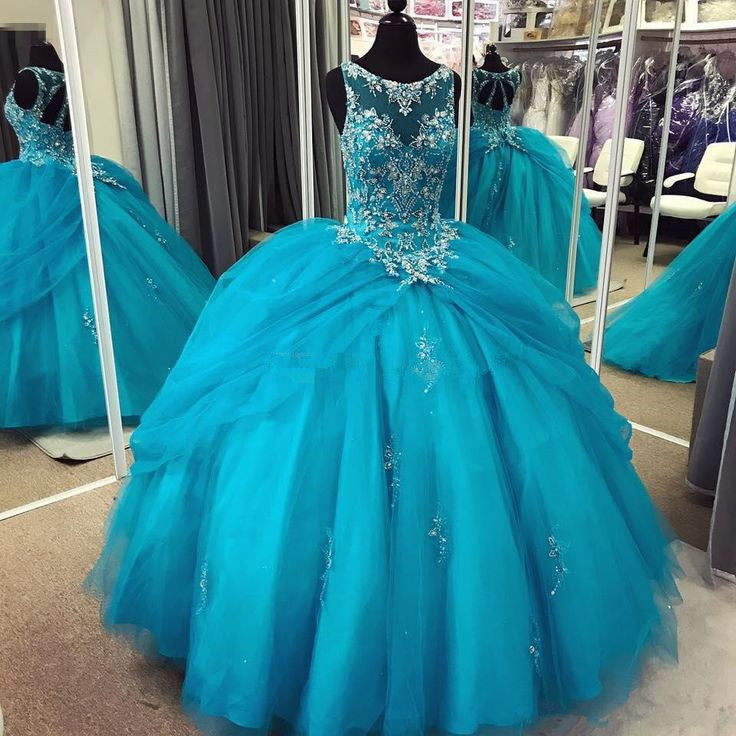 Blue 15 Years Ball Gown Quinceanera Dress fg4345