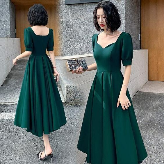 Party Dress Mid-Calf Length Square Neck Evening Dresses fg4120
