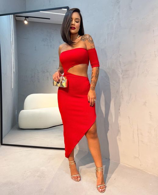 Robe de bal courte rouge longueur cheville fg3915