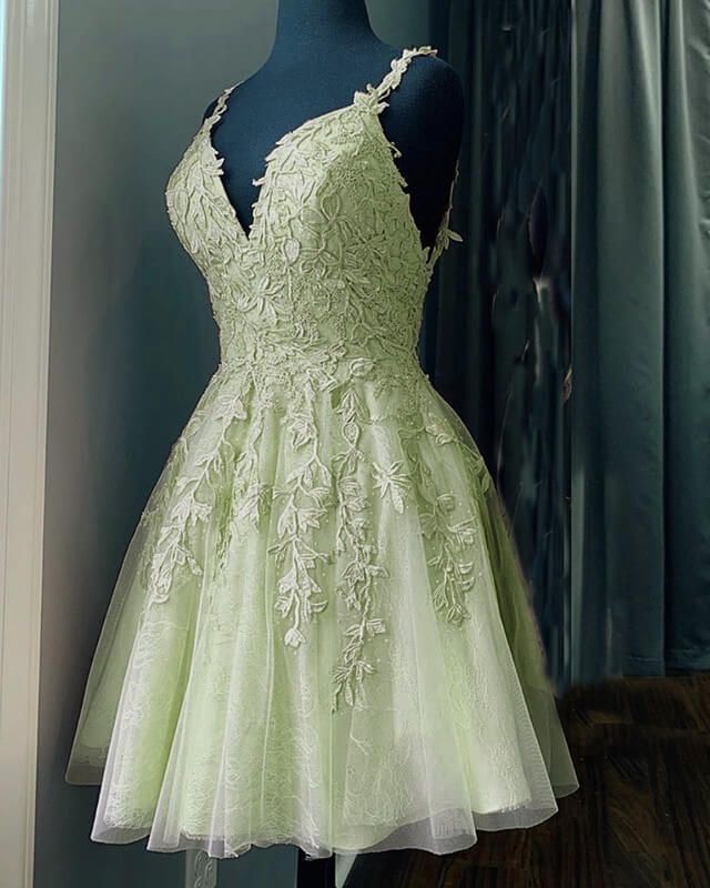 Short Lace Homecoming Dresses V Neck Graduation Dress fg3419