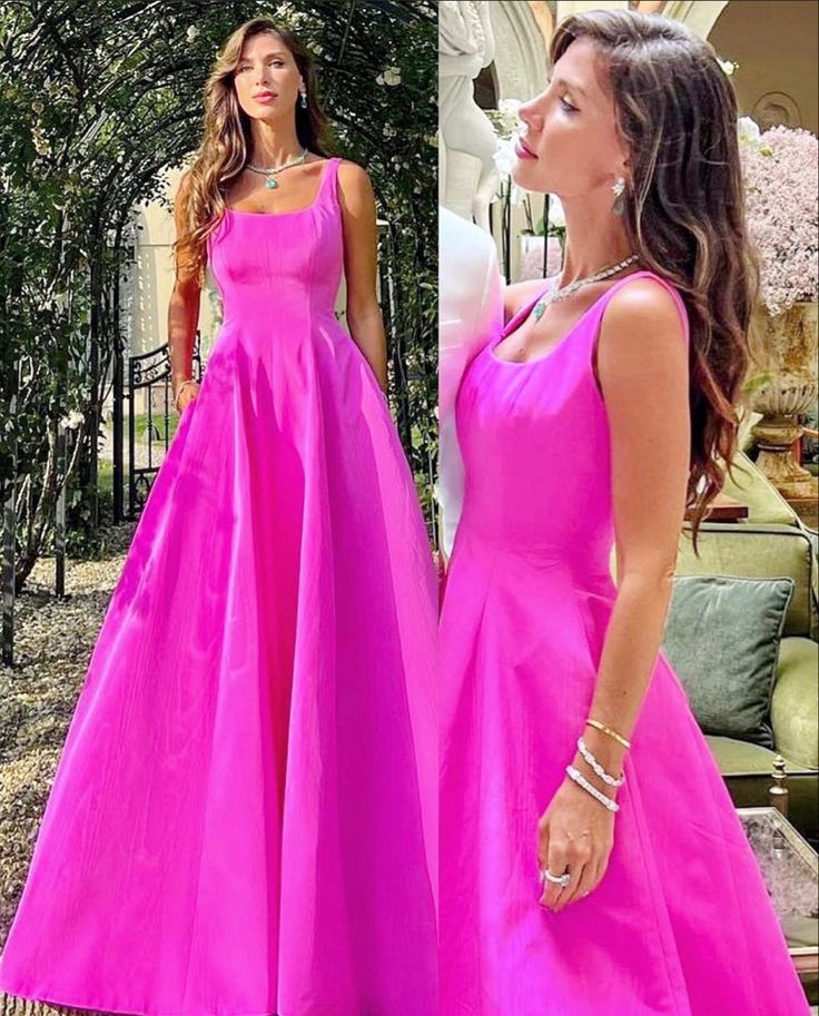 A Line Fashion Hot Pink Long Prom Dress, Formal Evening Gown fg3896