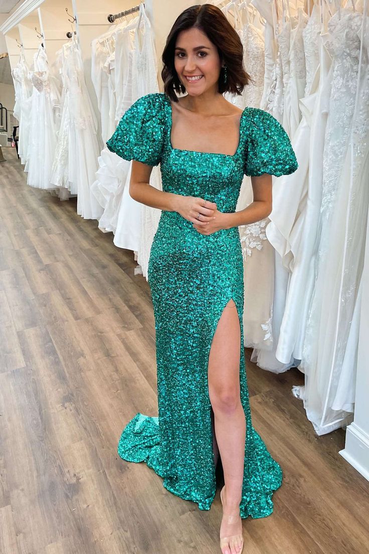 Square Neck Sequin Mermaid Prom Dress fg4034