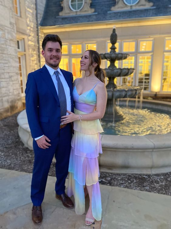 Maxi Dress Rainbow Chiffon long prom dresses, evening dresses,party dresses, formal dress fg3395