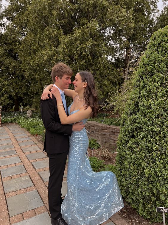 Light Blue Elegant Long Evening Gown Women Sexy Prom Dresses fg3848