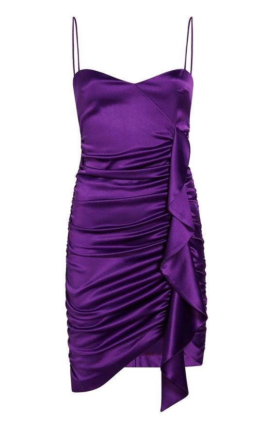 Spaghetti Straps Party Dress Lady Fashion Purple Homecoming Gown fg3682