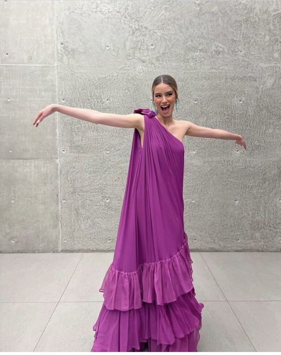 Chic Chiffon Custom Made Ruffles Long Prom Dress fg3926