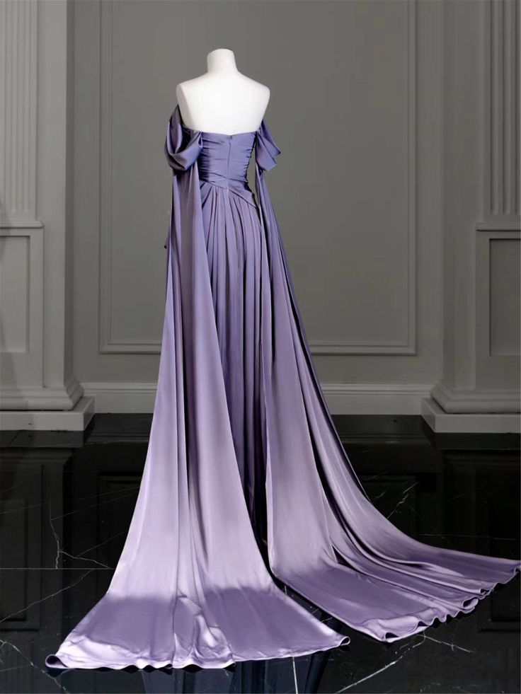Elegant Purple Satin Prom Dress, Draped Bodice Formal Party Dress fg3961