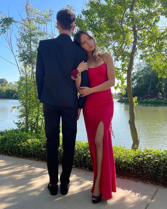 Red Long Prom Dresses With Split fg4218