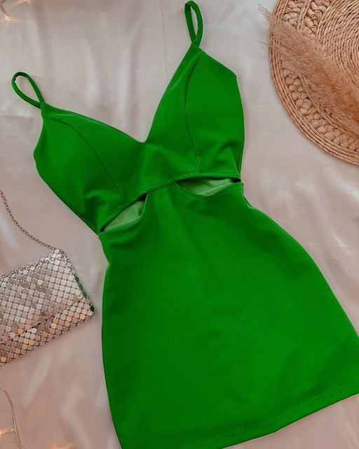 Spaghetti Straps Party Dress Lady Fashion Green Homecoming Gown fg3685