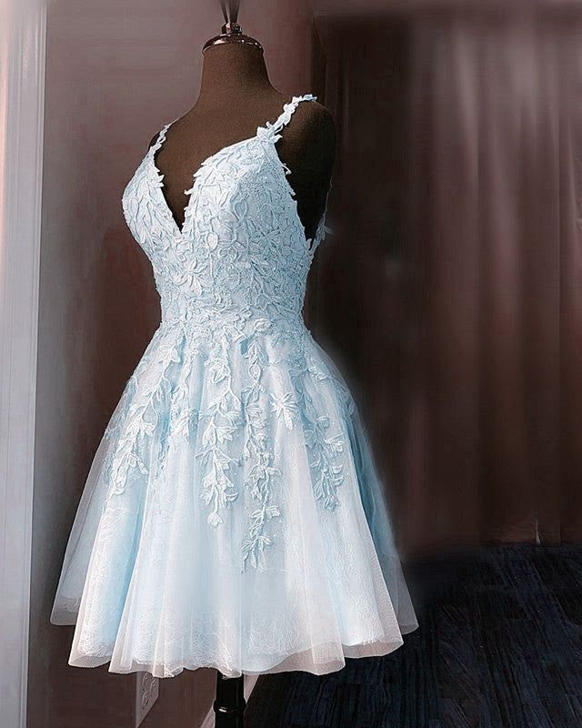 Short Lace Homecoming Dresses V Neck Graduation Dress fg3419