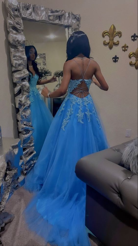 Blue Long Prom Dress,Formal Dresses,Charming Dance Dress fg4340