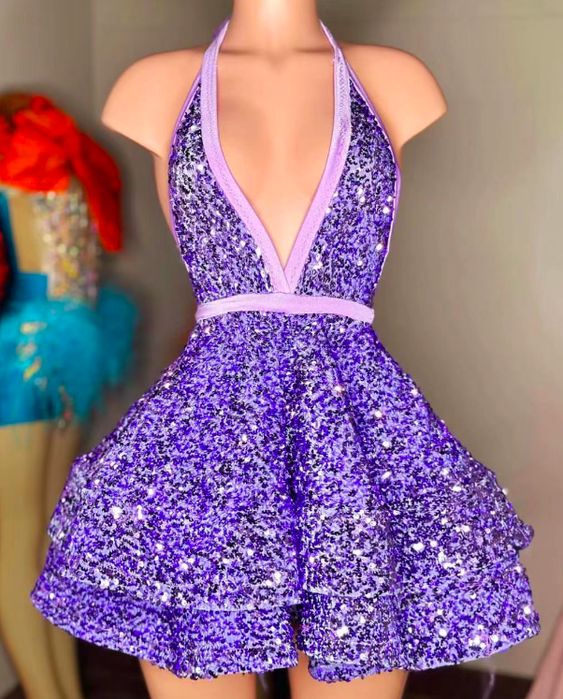 Purple Prom Dresses, Robes De Cocktail, Sparkly Prom Dresses, Short Homecoming Dresses, Back To School Prom Dresses fg3912