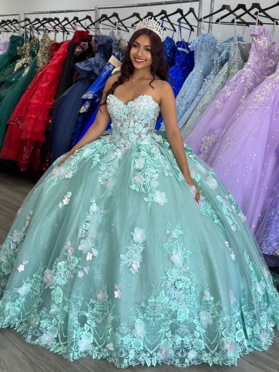 Sage quinceañera dress Ball Gown Party Dress Evening Dress fg3943