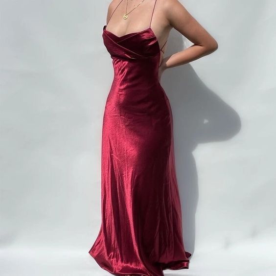 Dark red Satin Evening Dresses Long Prom Dress fg4209