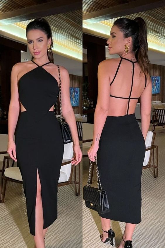 Black Party Dress Lady Fashion Homecoming Gown fg3691