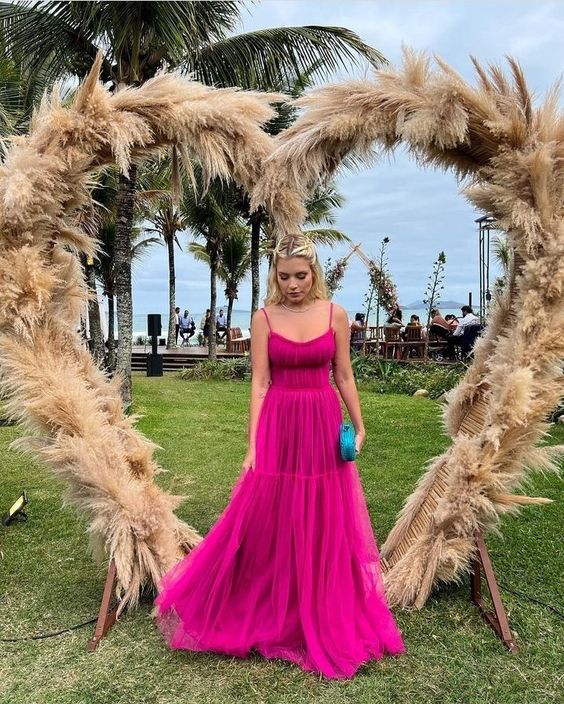 Chic Fuchsia Custom Made Evening Gown Long Prom Dress fg3928