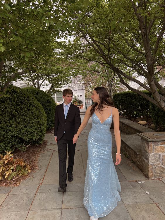 Light Blue Elegant Long Evening Gown Women Sexy Prom Dresses fg3848