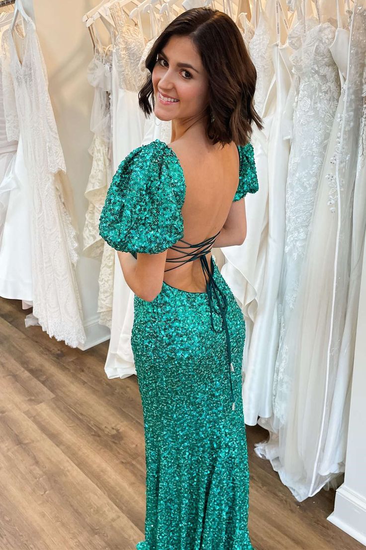 Square Neck Sequin Mermaid Prom Dress fg4034