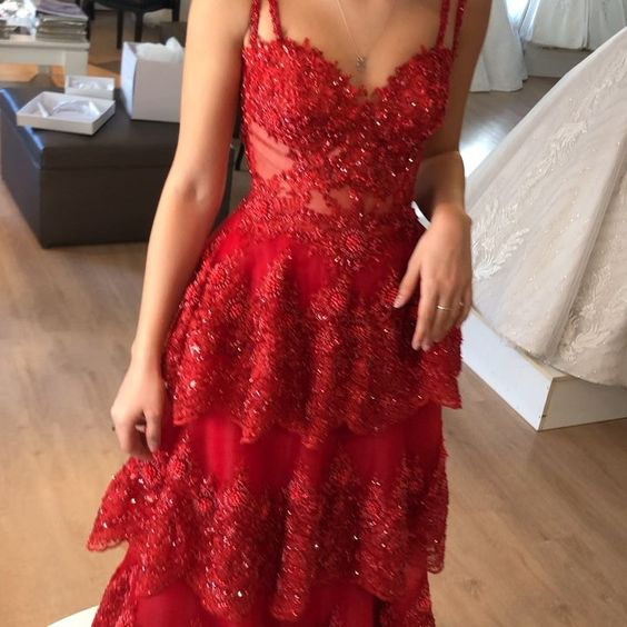 Red Long Prom Dress Formal Party Dress Prom Dress fg4347